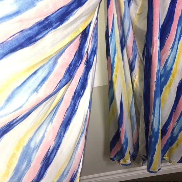 FASHION Nova Striped Halter Spaghetti Strap Coverup M Maxi High Slits - Picture 6 of 10